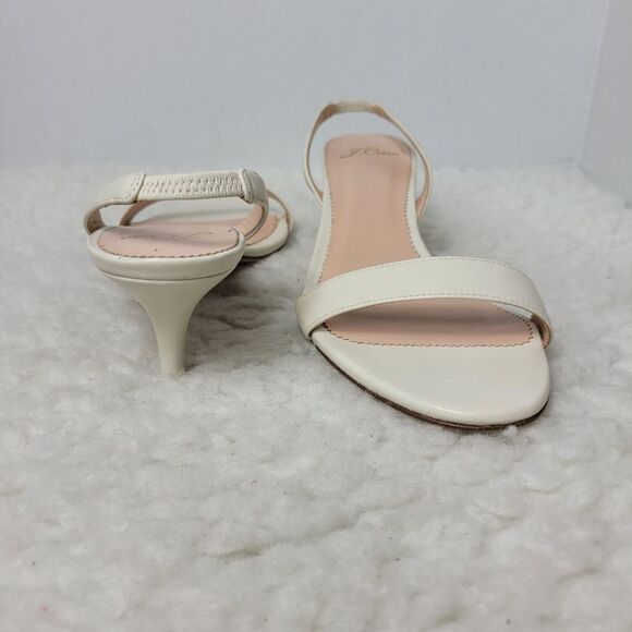 J.Crew Womens Heel Shoes Size 9 Ivory Leather Simple Slingback Open Toe Sandalsl - Picture 6 of 8